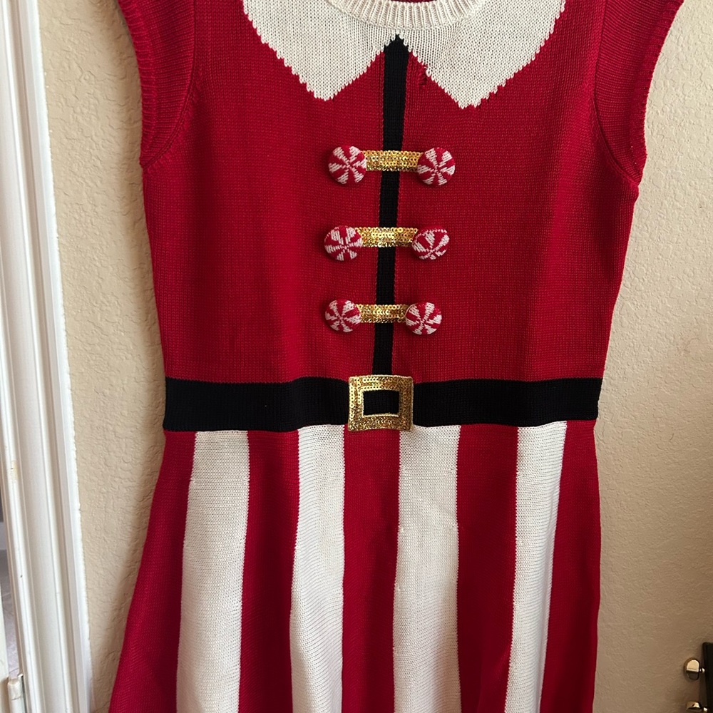 Festive Red and White Holiday Dress